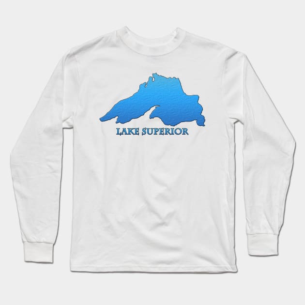 Great Lakes Lake Superior Outline Long Sleeve T-Shirt by gorff